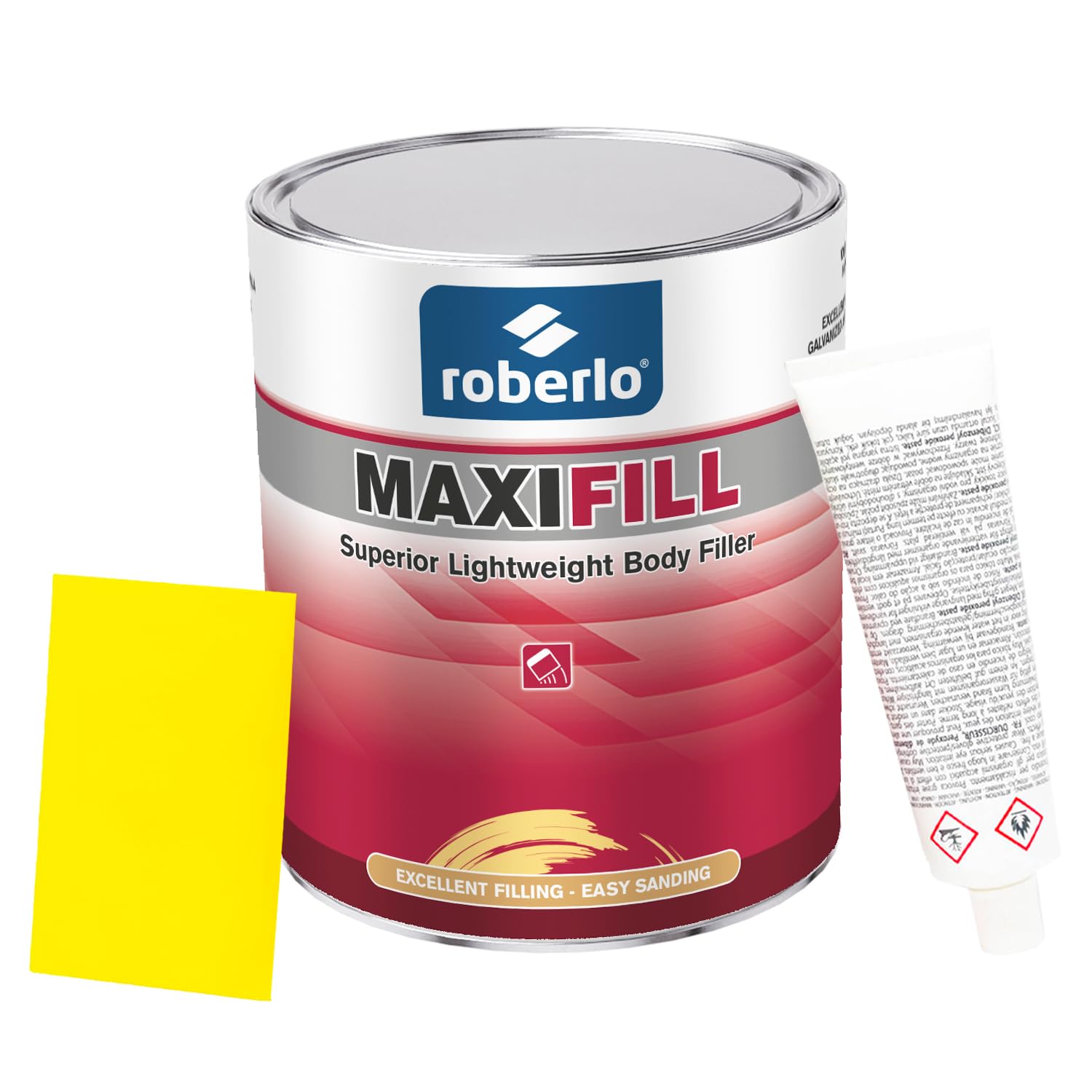 Roberlo Maxifill spread over a dented panel for a smooth, paint-ready finish.