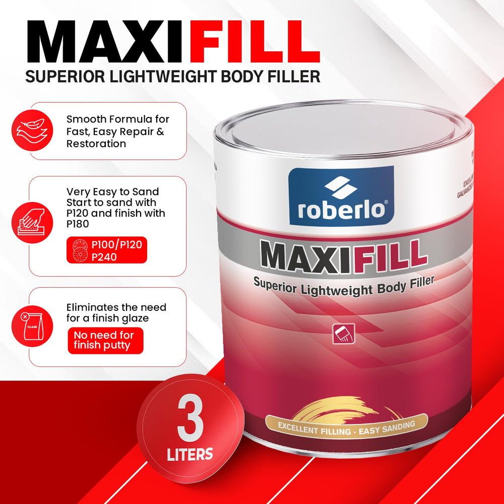 Roberlo Maxifill applied to a dented bumper for easy repair.