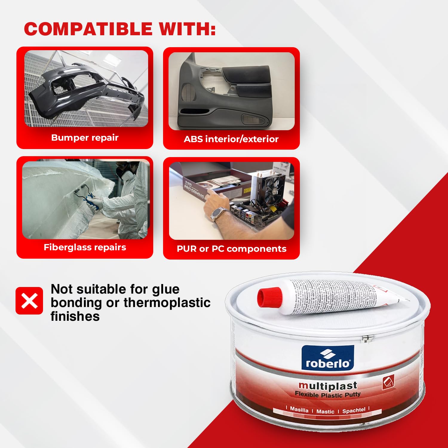 Roberlo Multiplast hardener included ensuring proper cure and adhesion