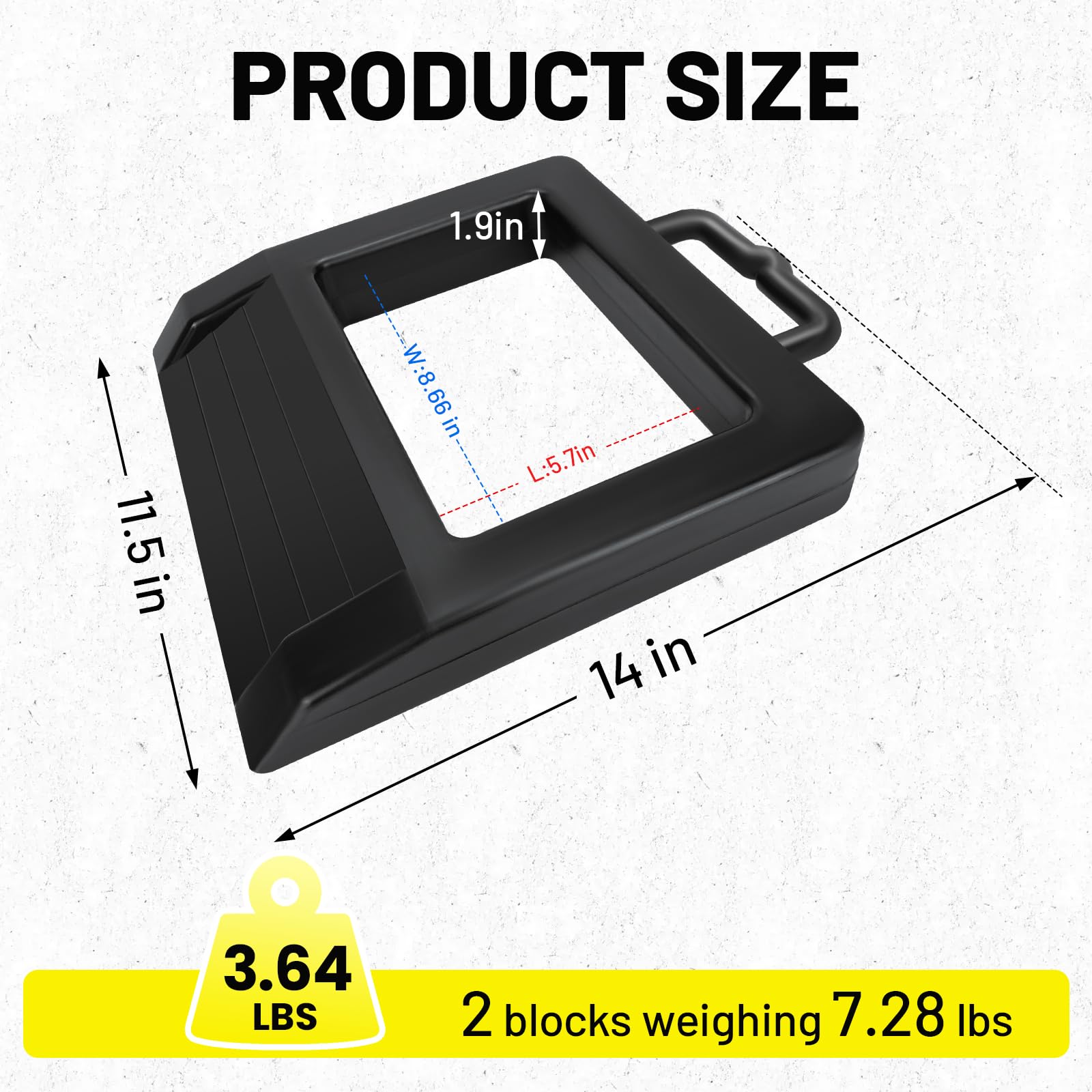 ROBLOCK 2 Pack rubber pallet jack chock top view shows compact design for easy transport.