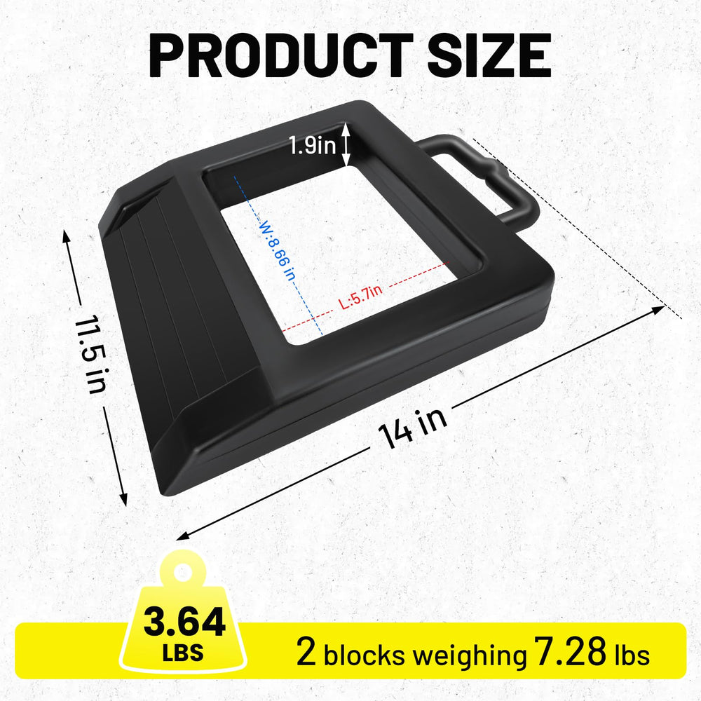 ROBLOCK 2 Pack rubber pallet jack chock top view shows compact design for easy transport.
