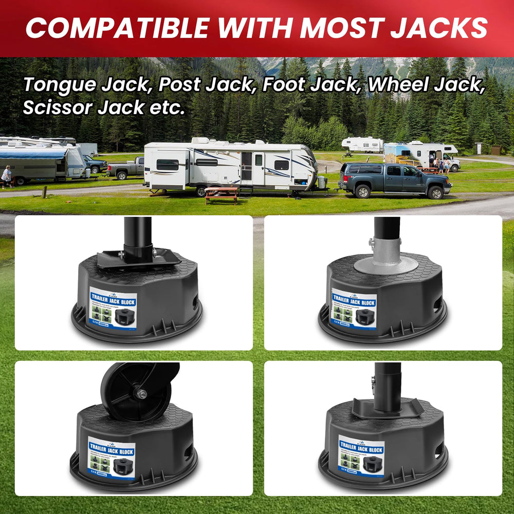 ROBLOCK 11x11x4.3 inch block shows universal compatibility with jacks.