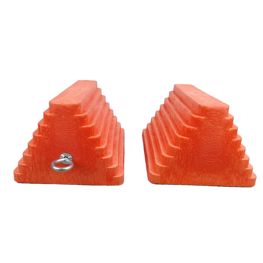 ROBLOCK orange wheel chocks improve visibility and parking security.