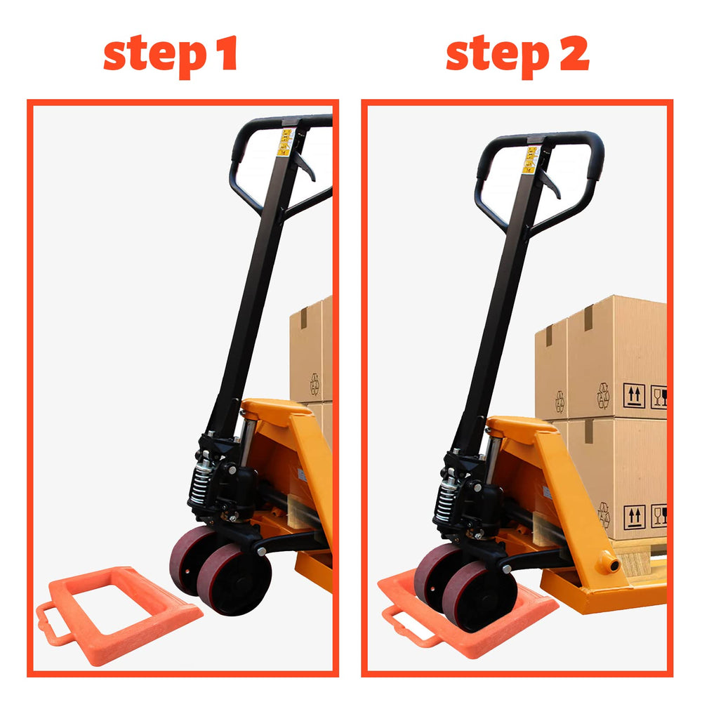 ROBLOCK pallet jack chock dimensions 14-2x11-2x2 for standard jacks