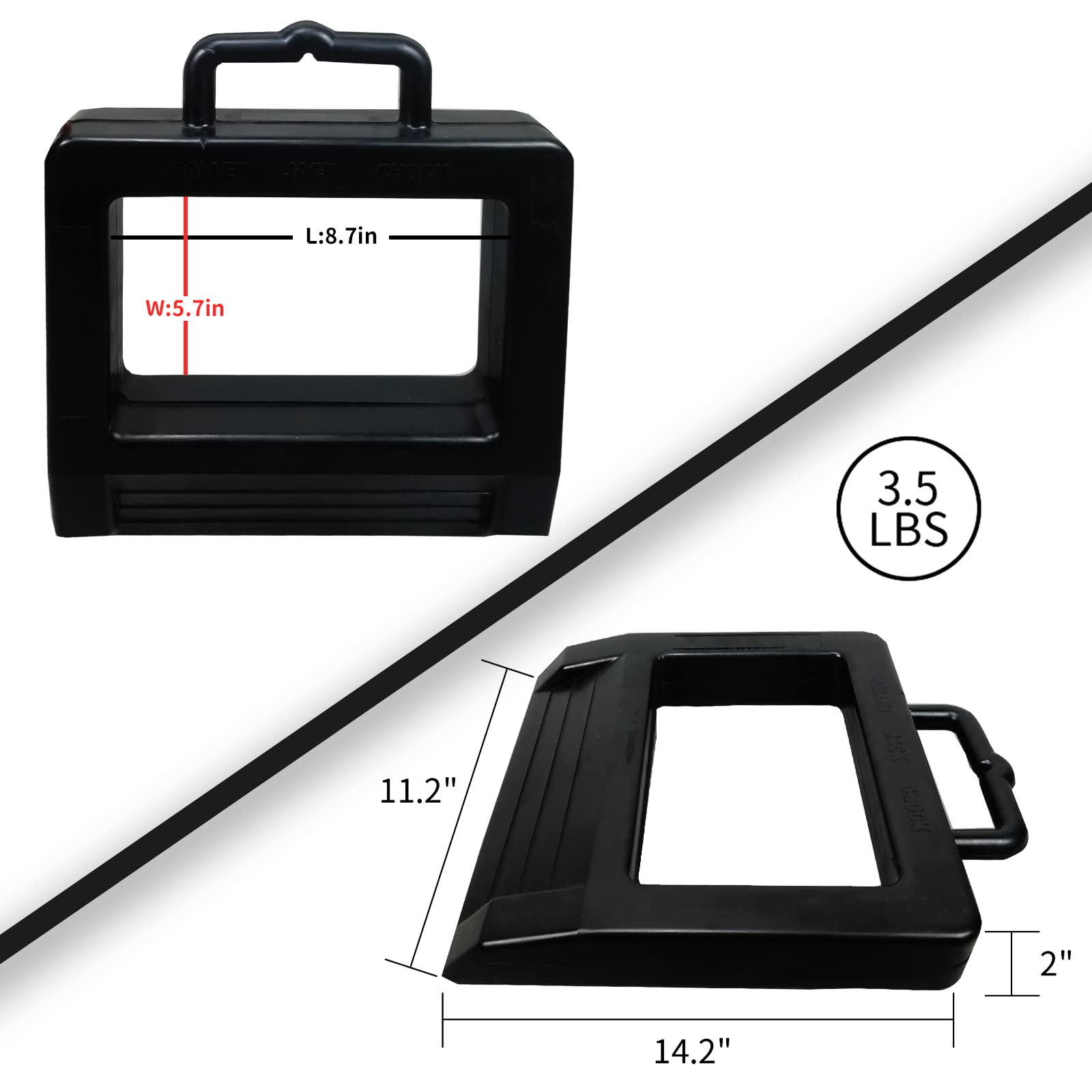 ROBLOCK chock side view shows heavy-duty base for firm grip