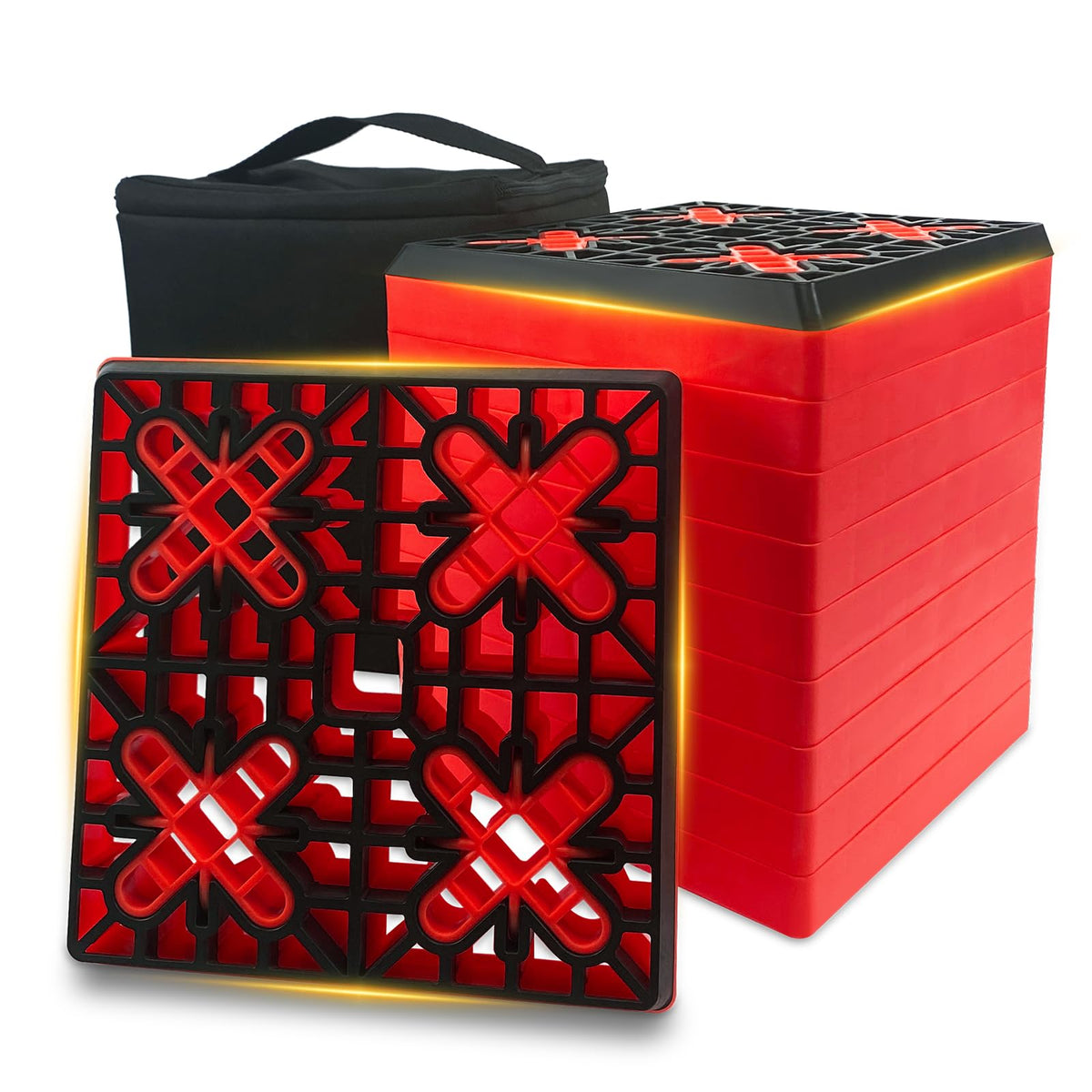 ROBLOCK RV leveling blocks 12-pack red stacked for customizable height