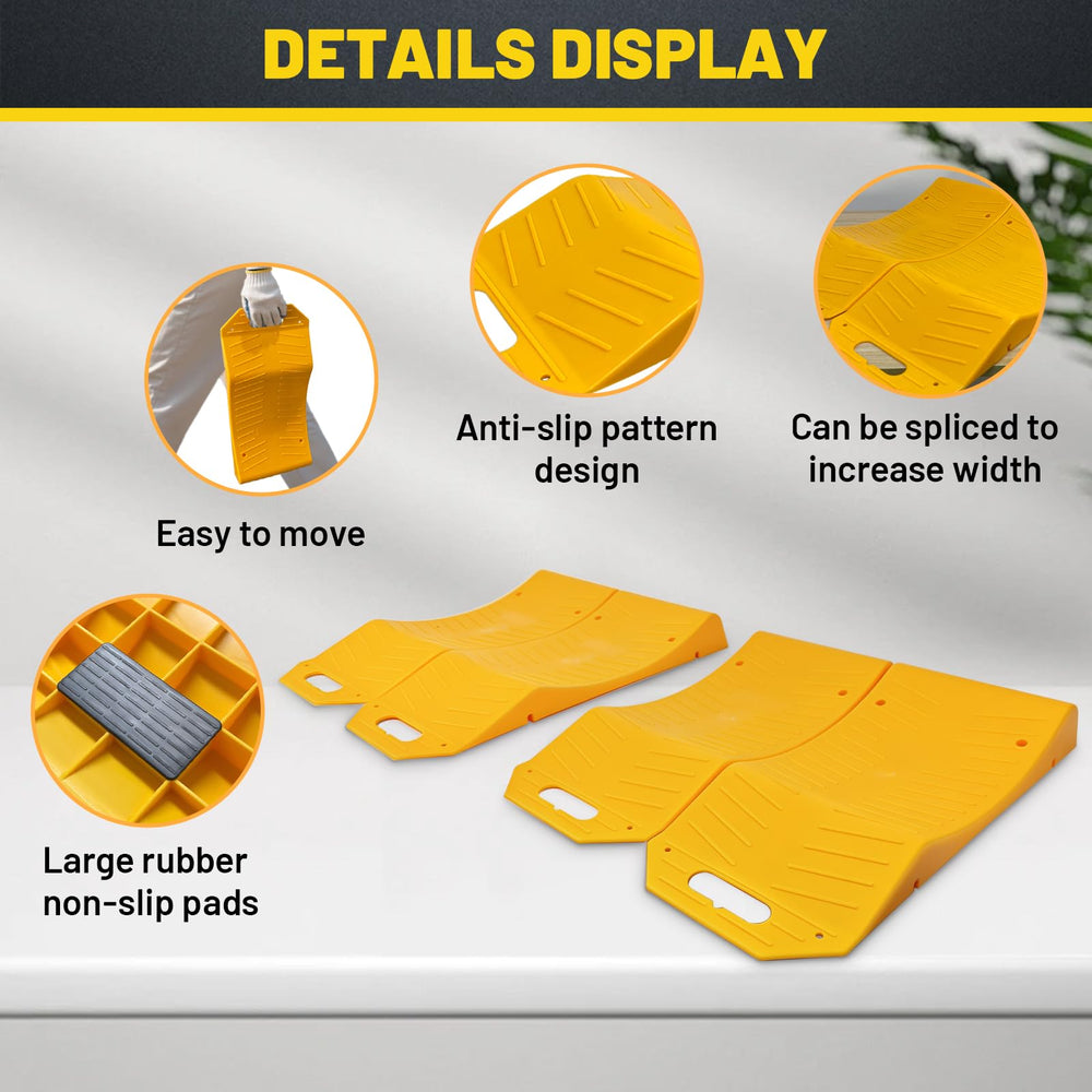ROBLOCK Tire Saver Ramps support multi-model use with flat lay and splice options.