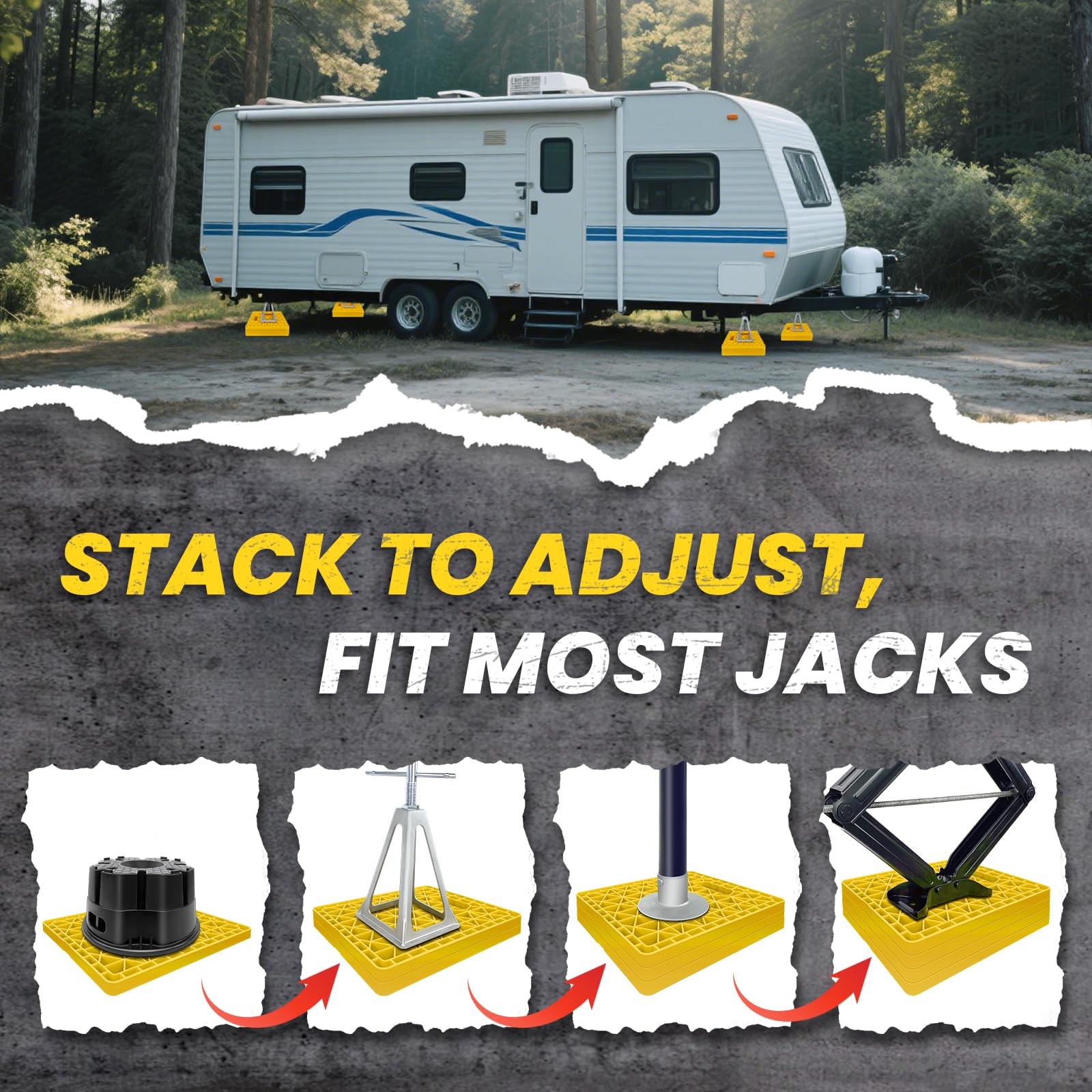 Use ROBLOCK pads on soft soil to minimize sinking and improve stability.