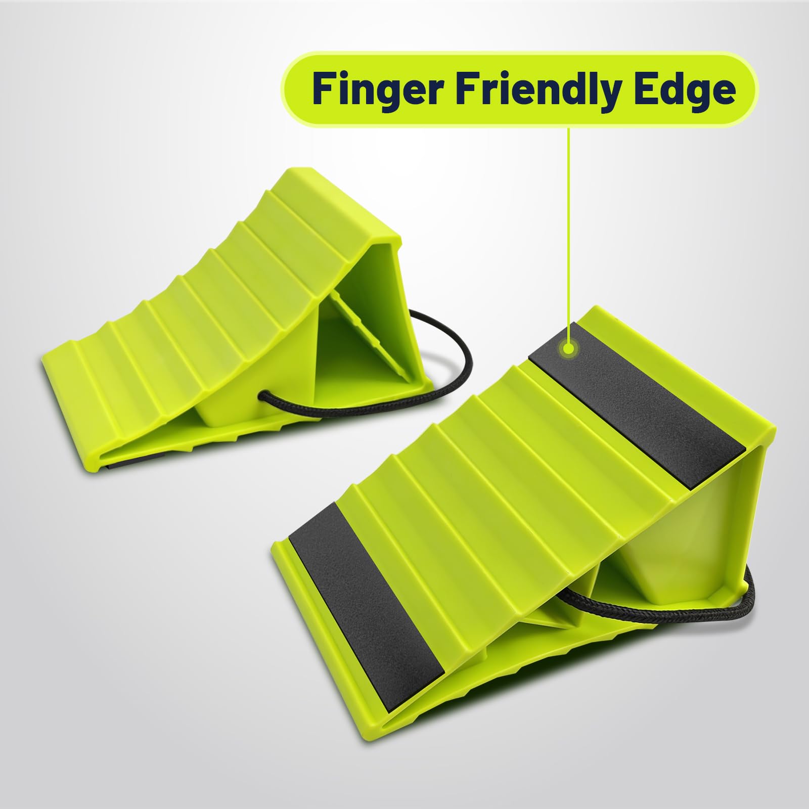 ROBLOCK bright green chocks improve visibility in low light conditions