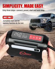 ROCGORLD R8 inflating a car tire on roadside offering fast, emergency inflation