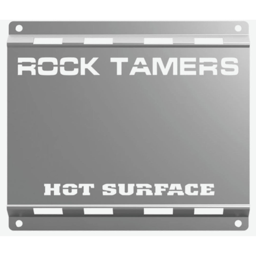 Rock Tamers RT231 heat shield back view protecting mudflap from exhaust heat