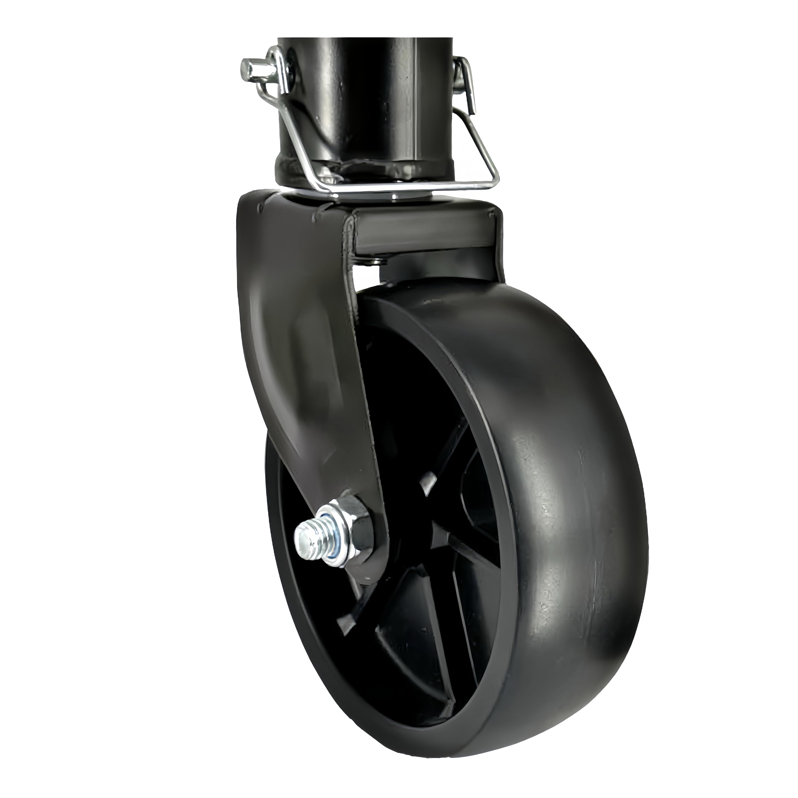 Rockane 6in black trailer jack swivel wheel for smooth movement on soft ground.