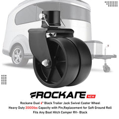 Rockane black-finish trailer caster wheel adds rugged style and corrosion resistance