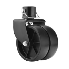 Rockane dual 6-inch black trailer jack swivel caster wheels provide stable towing on soft ground