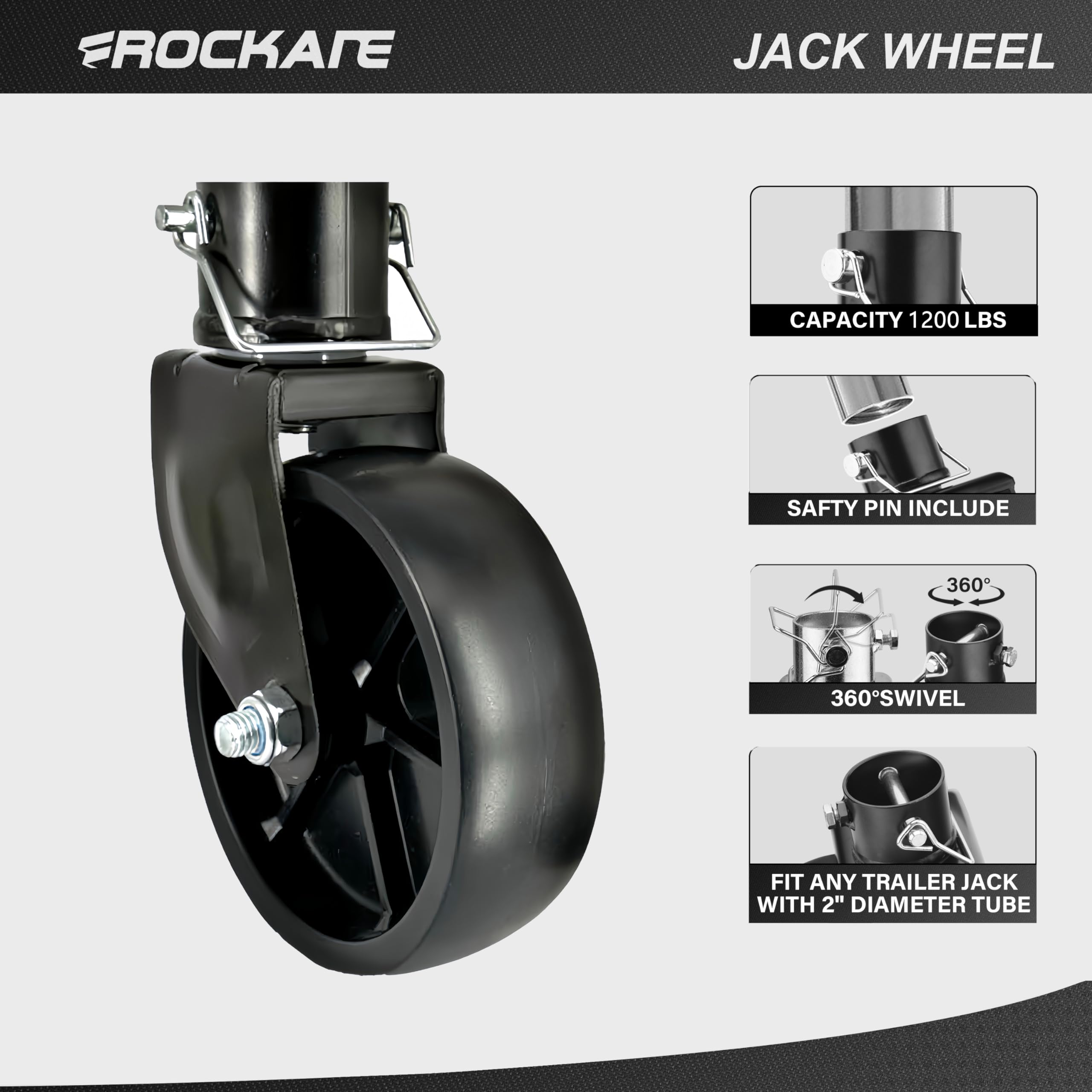 Rockane poly wheel offers durable, corrosion-resistant performance for trailers.