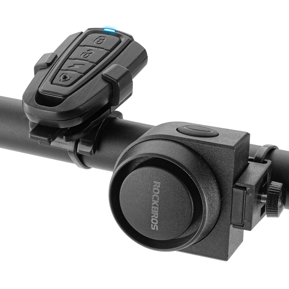 RockBros 115dB bike alarm front view demonstrates strong deterrence and quick access.