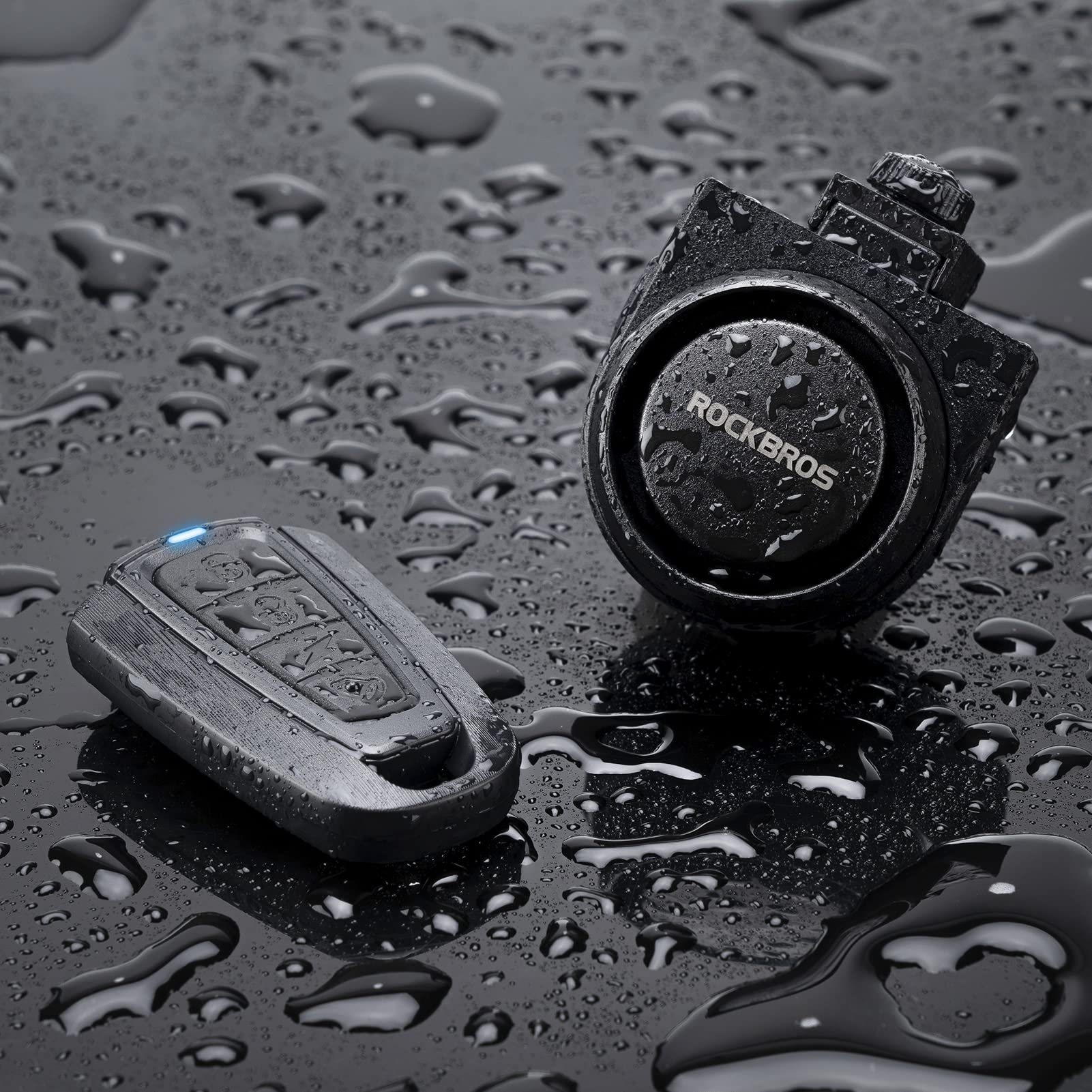 RockBros 115dB siren with LED indicator communicates active security status.
