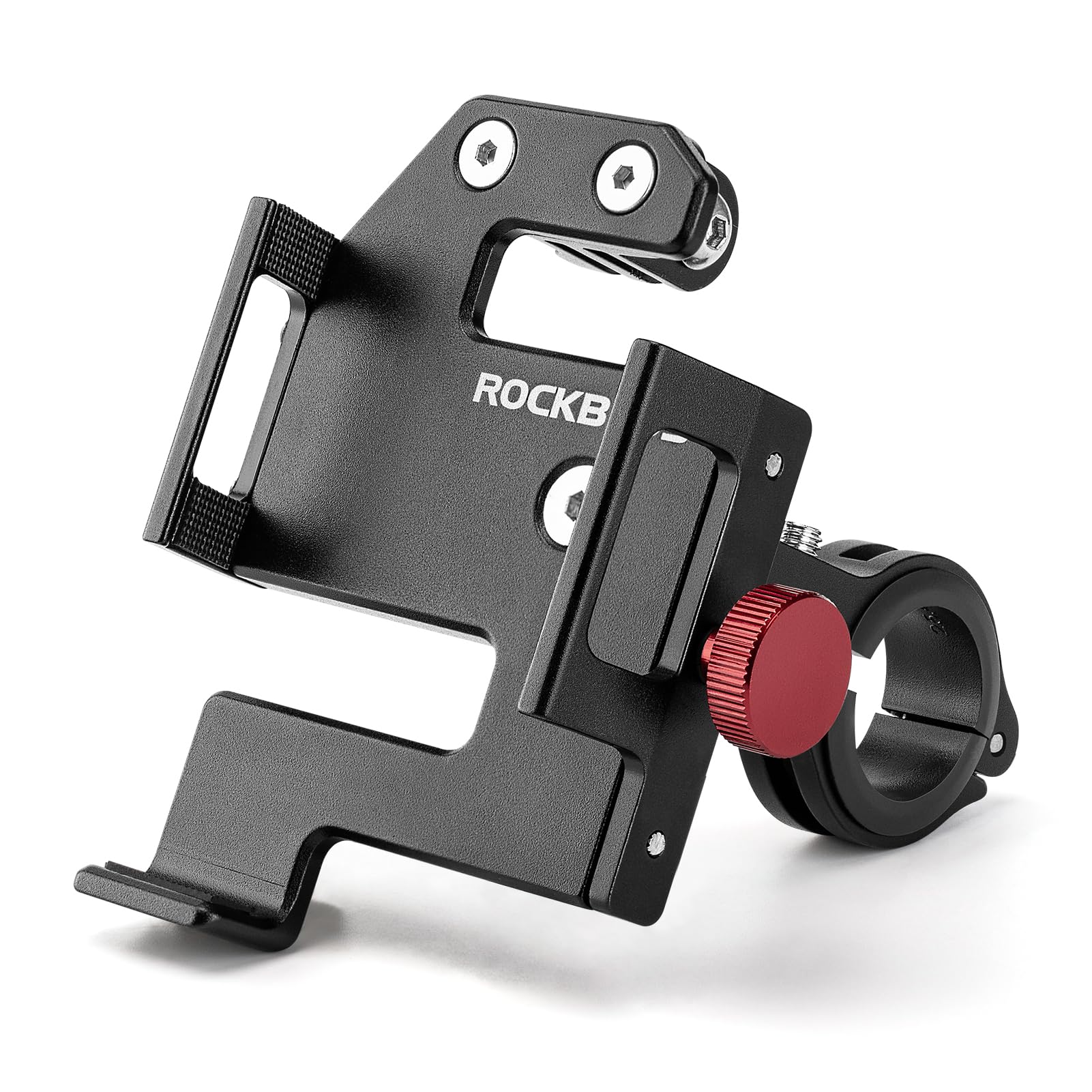 ROCKBROS bike phone holder front view showing secure grip for quick navigation.