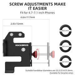 ROCKBROS bike phone holder side clip for stable side access.