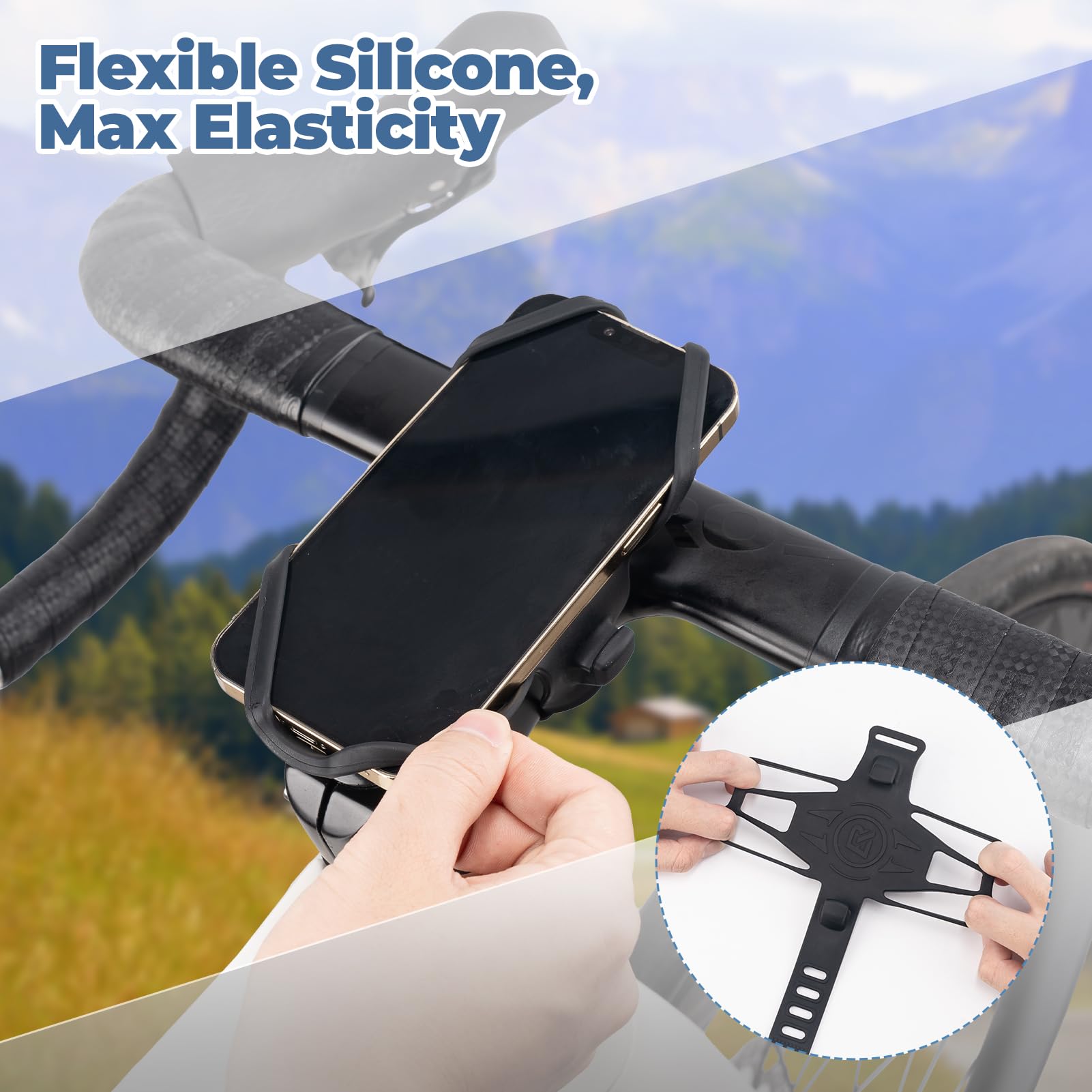 ROCKBROS mount with scratch-free design protecting device and bike finish