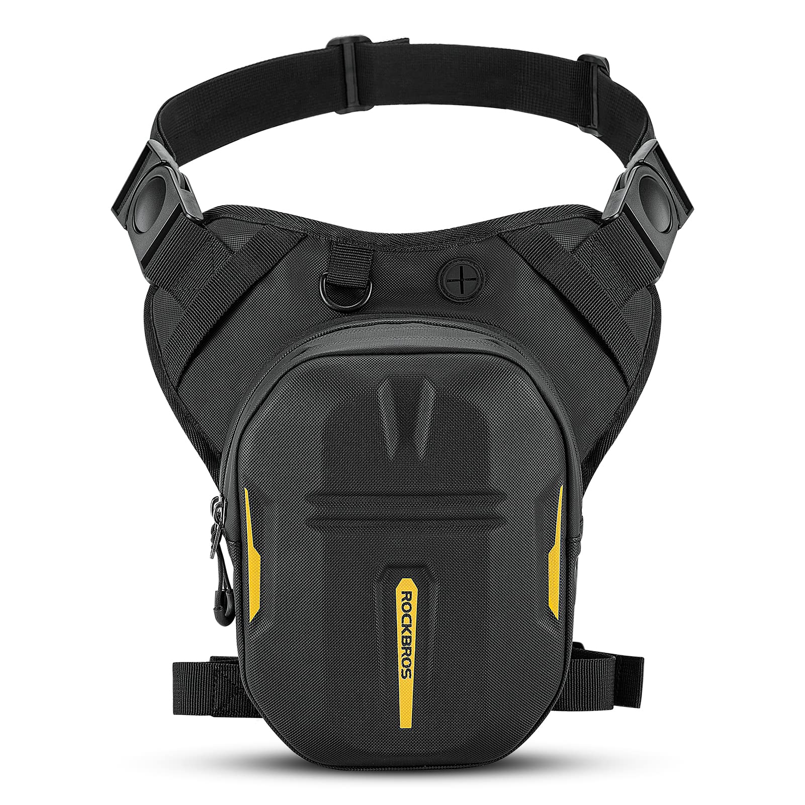 ROCKBROS Drop Leg Bag with tank bag magnetic attachment showing secure ride-ready setup