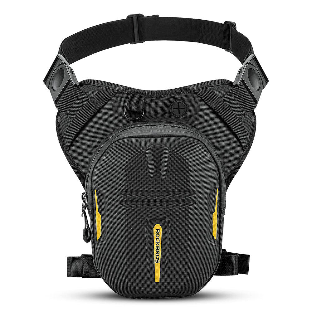 ROCKBROS Drop Leg Bag with tank bag magnetic attachment showing secure ride-ready setup