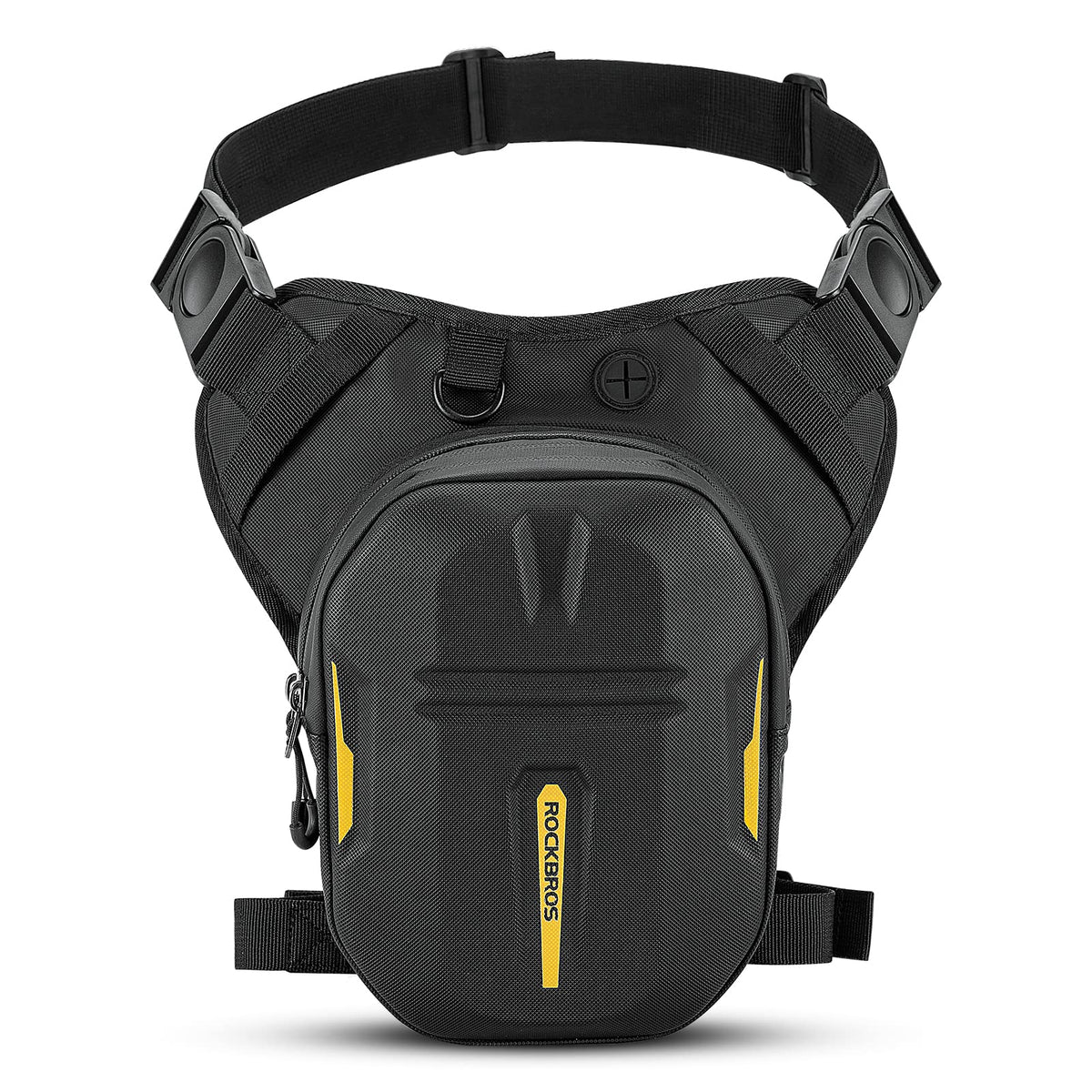 ROCKBROS Drop Leg Bag with tank bag magnetic attachment showing secure ride-ready setup