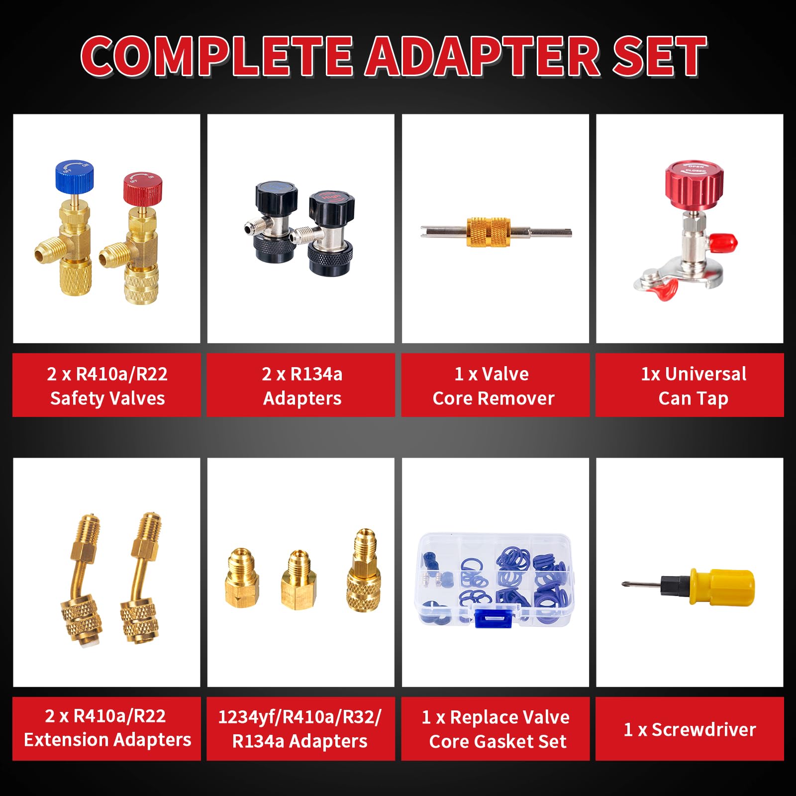 Rogvoc can tap and valve-core remover for efficient recharge.