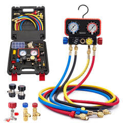 Rogvoc AC Gauges front view highlighting compact design for on-site HVAC work.