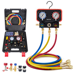 Rogvoc HVAC manifold gauge set for professional refrigerant charging and diagnostics.