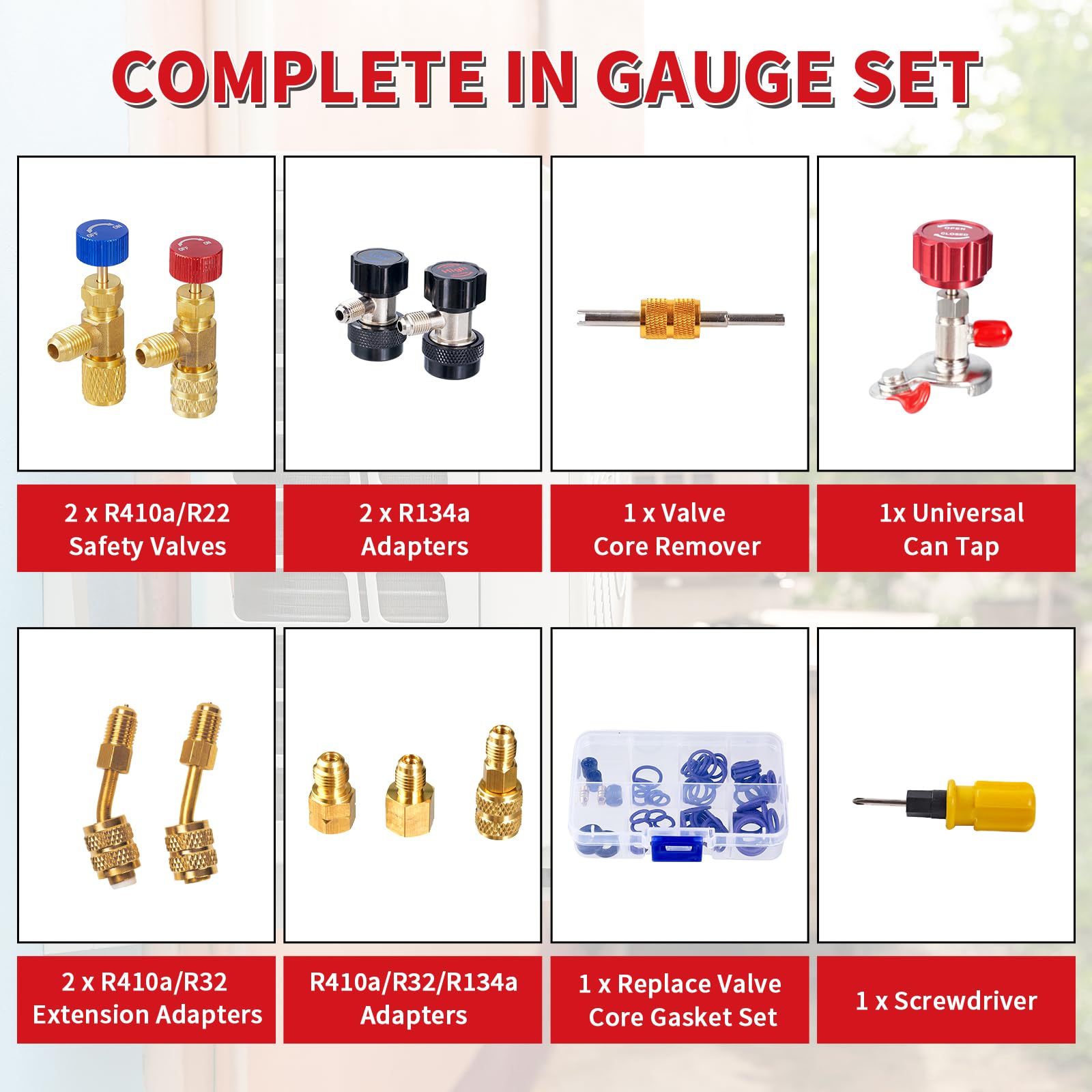 Rogvoc valve core remover included for quick maintenance tasks.