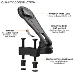 Rokform tilt-capability perch mount highlights ± tilt for optimal viewing angles.