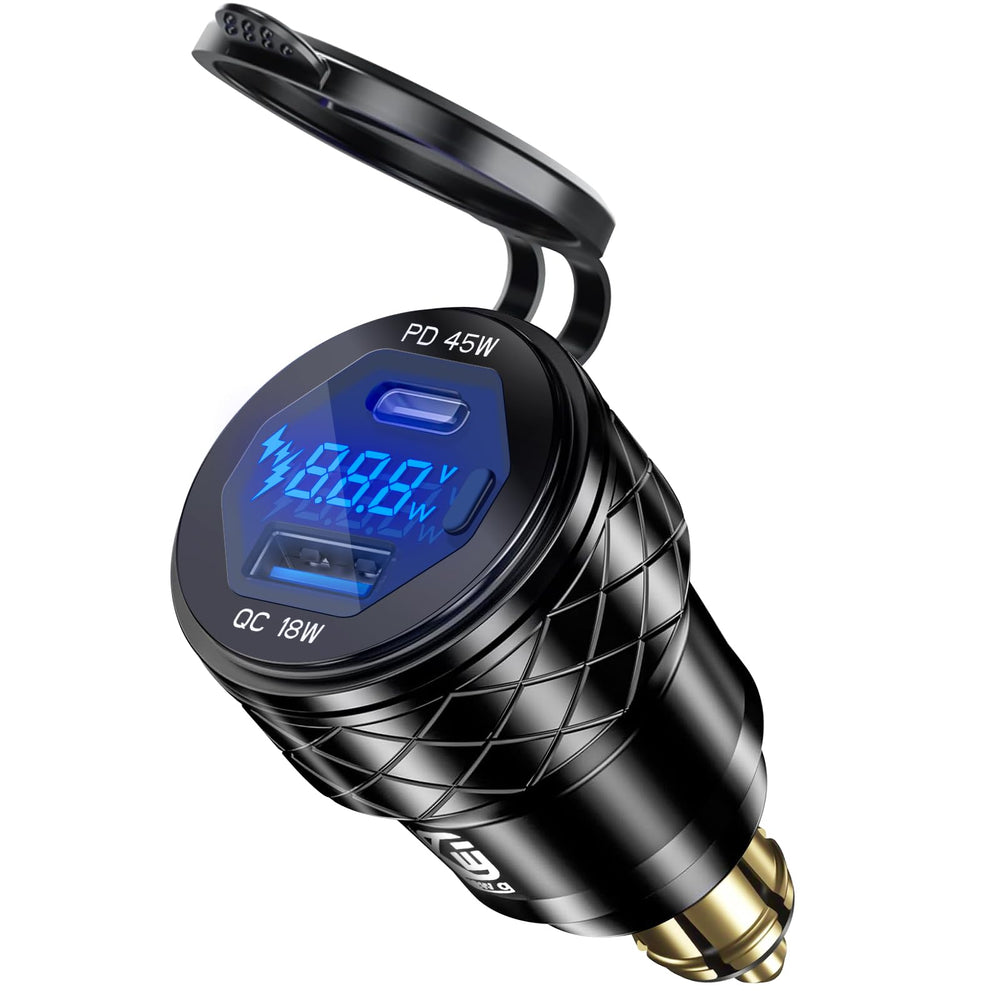 Rolokit din Hella plug USB charger, front view, robust charging for 12-24V bikes