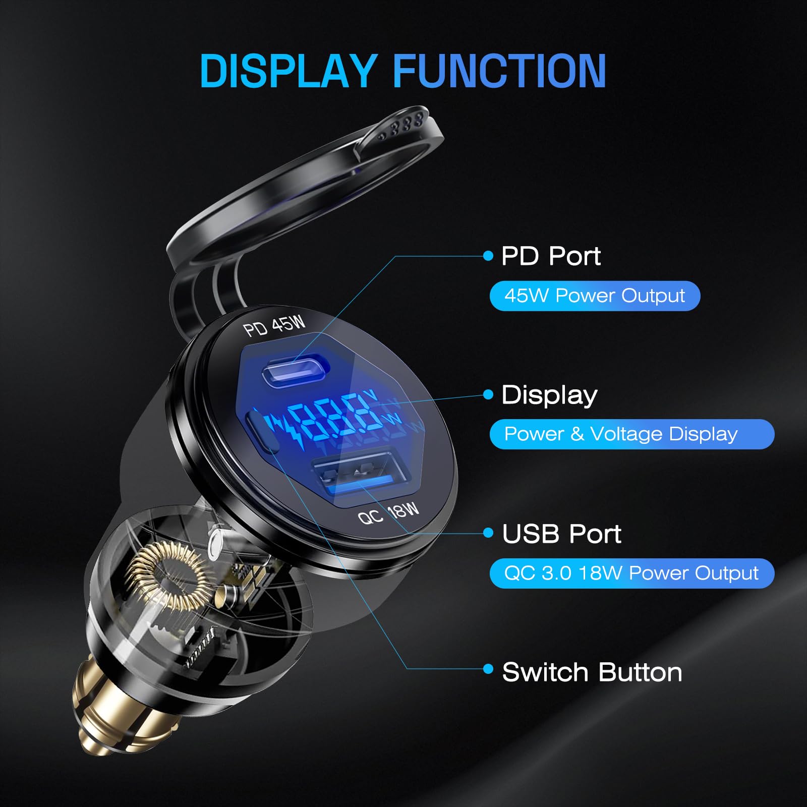 Rolokit din Hella plug USB charger waterproof cap protects ports from rain