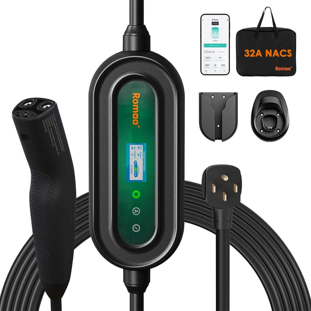 Romaa Level 2 NACS Charger front view for portable home charging