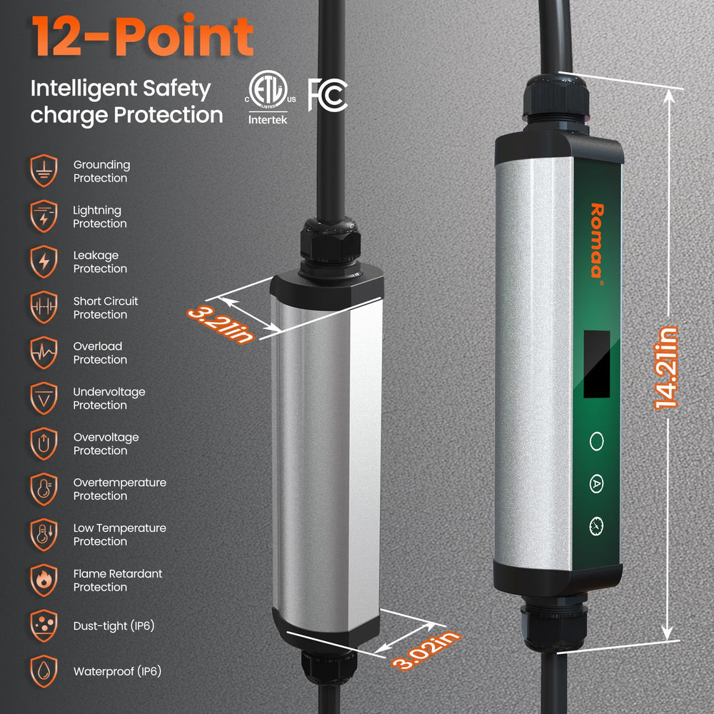 Romaa portable charger includes wall bracket and carry bag for mobility.