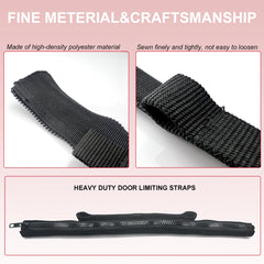 ROMASO door straps easy install guide with cut, thread, and zip steps.