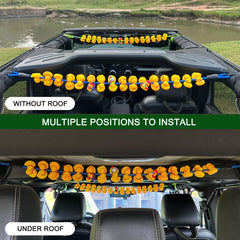 ROMASO duck holder installed on the jeep rollbar from the side for easy access.