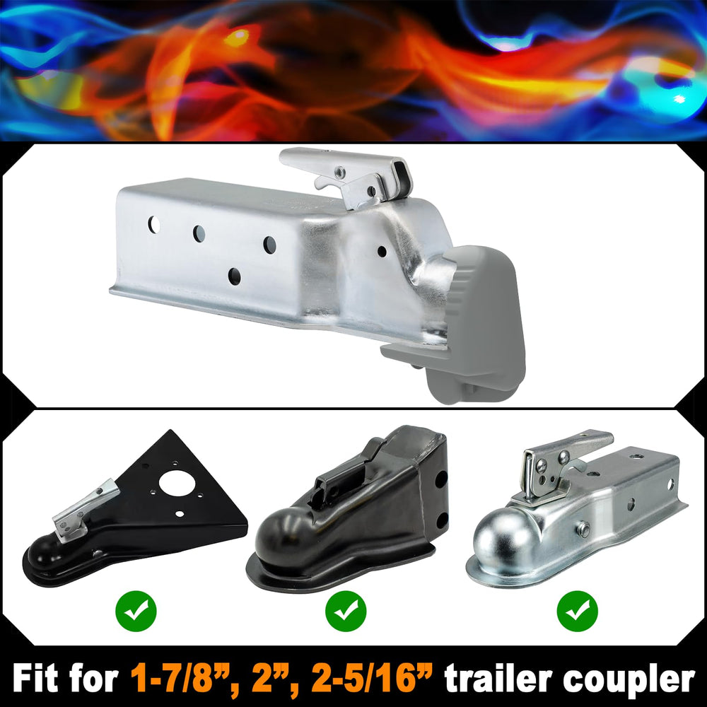 ROMON adjustable universal-fit hitch lock demonstrates compatibility with multiple coupler sizes.