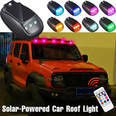 RONGGE Solar Roof Neon Lights with remote control for color and mode selection.