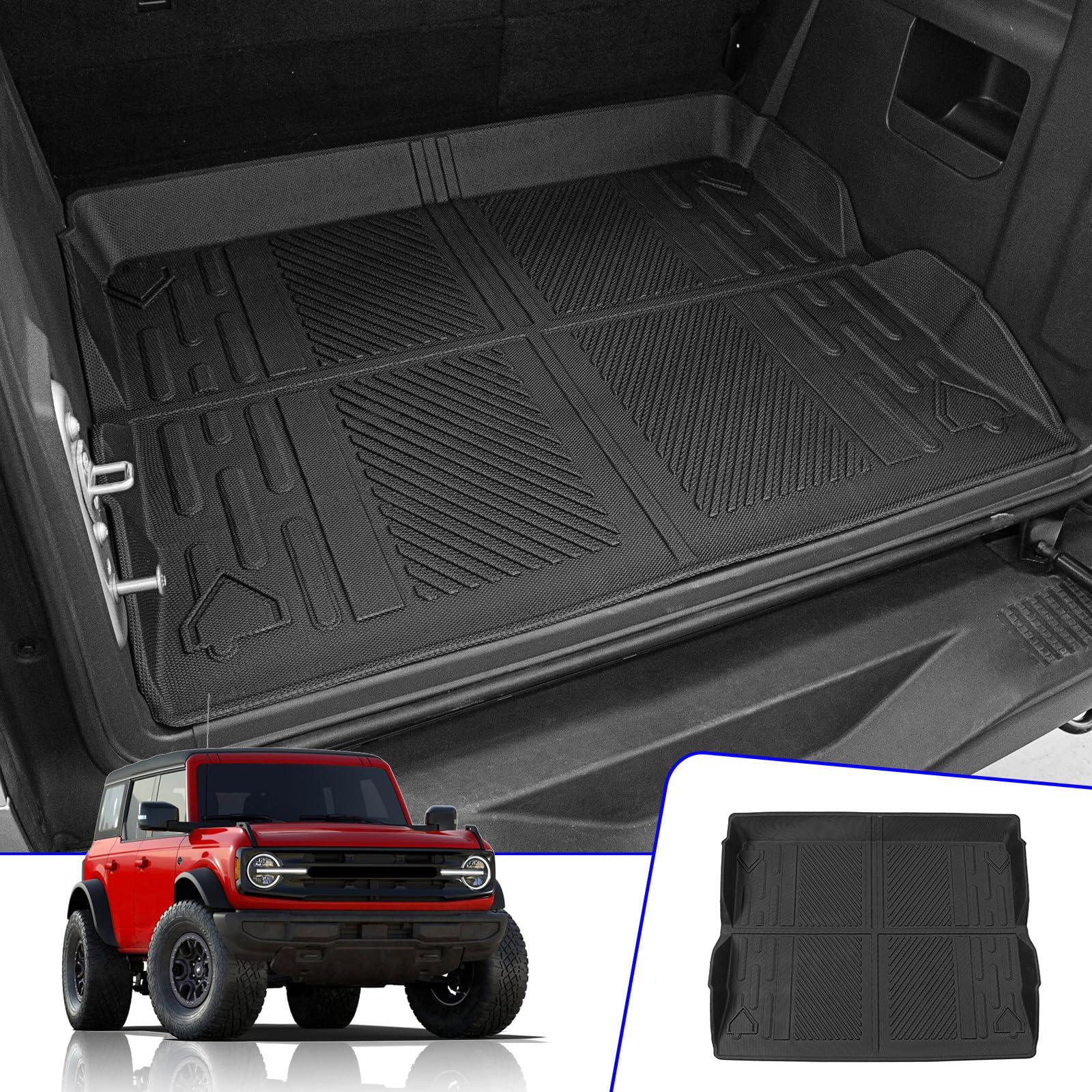 Rongtaod cargo mat for Bronco 4-door trunk installed to protect cargo area