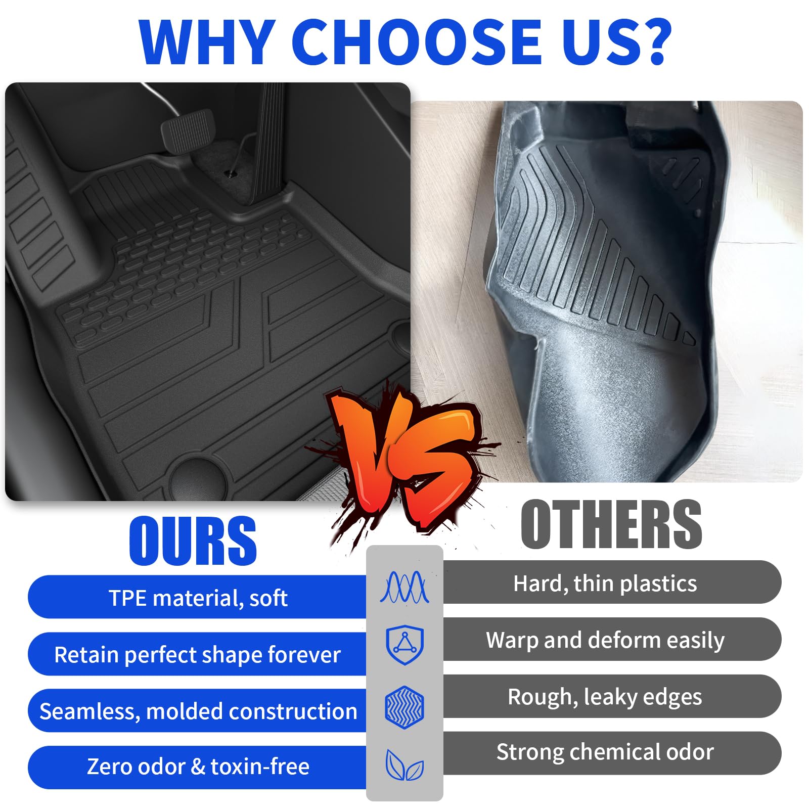 Rongtaod floor mats installing easily with buckle-fastening