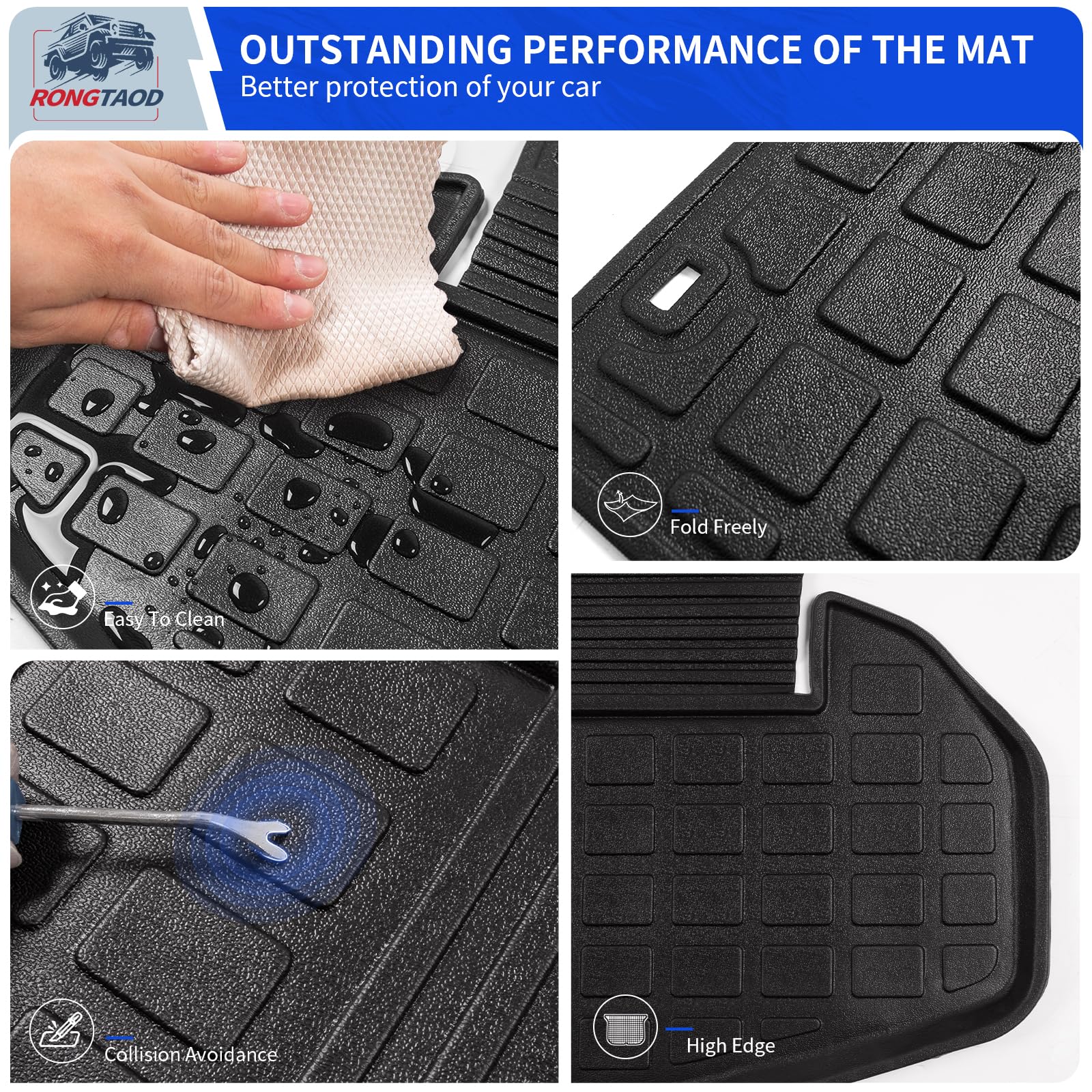 Rongtaod all-around protection image demonstrates easy wipe-clean surface.