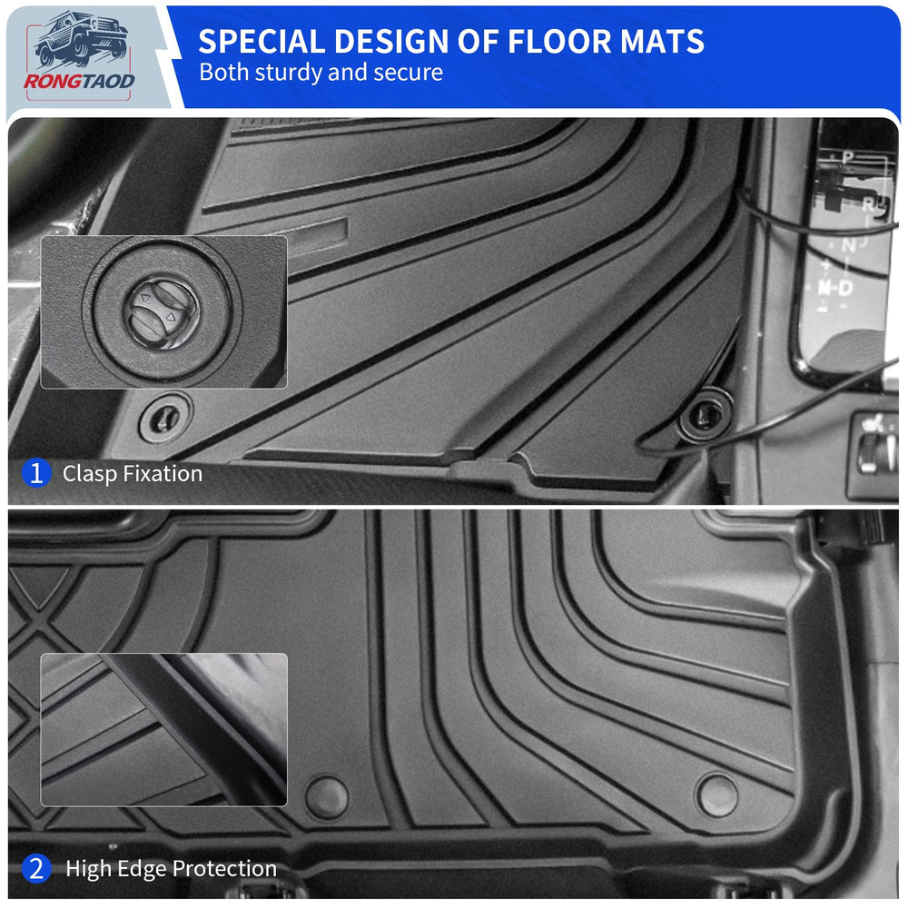 Rongtaod second-row left floor mat shields the footwell from mud.