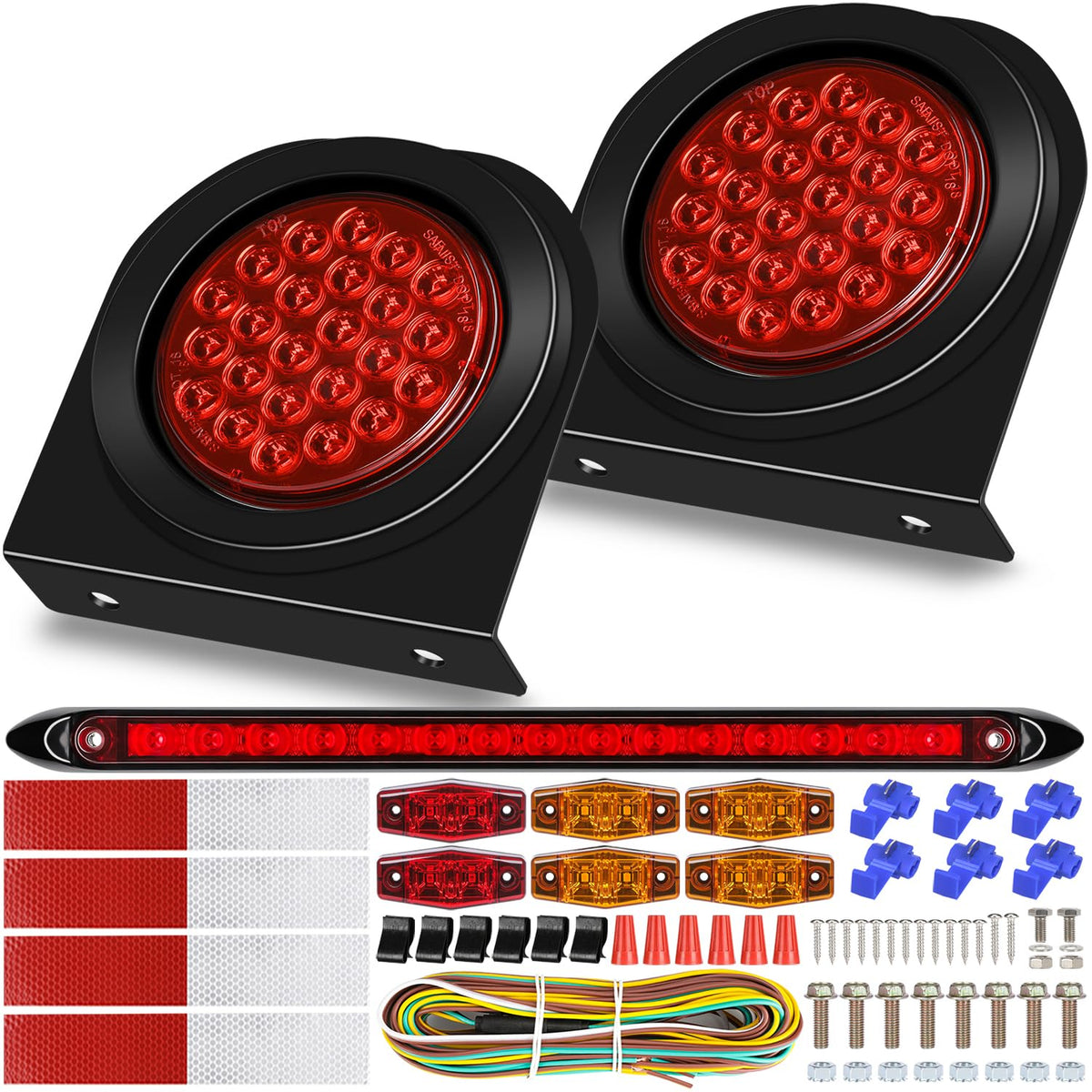 RONSTA 4-inch round trailer light kit with mounting brackets for reliable visibility.