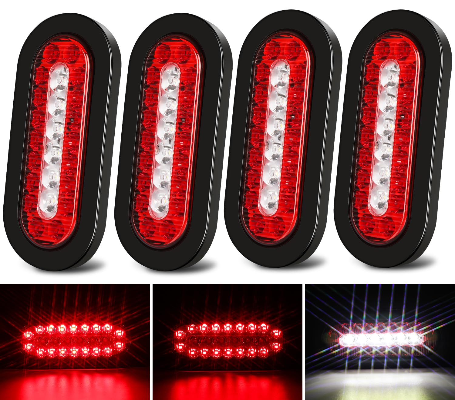 RONSTA 6-inch oval trailer light front view with waterproof gasket for all-weather use.
