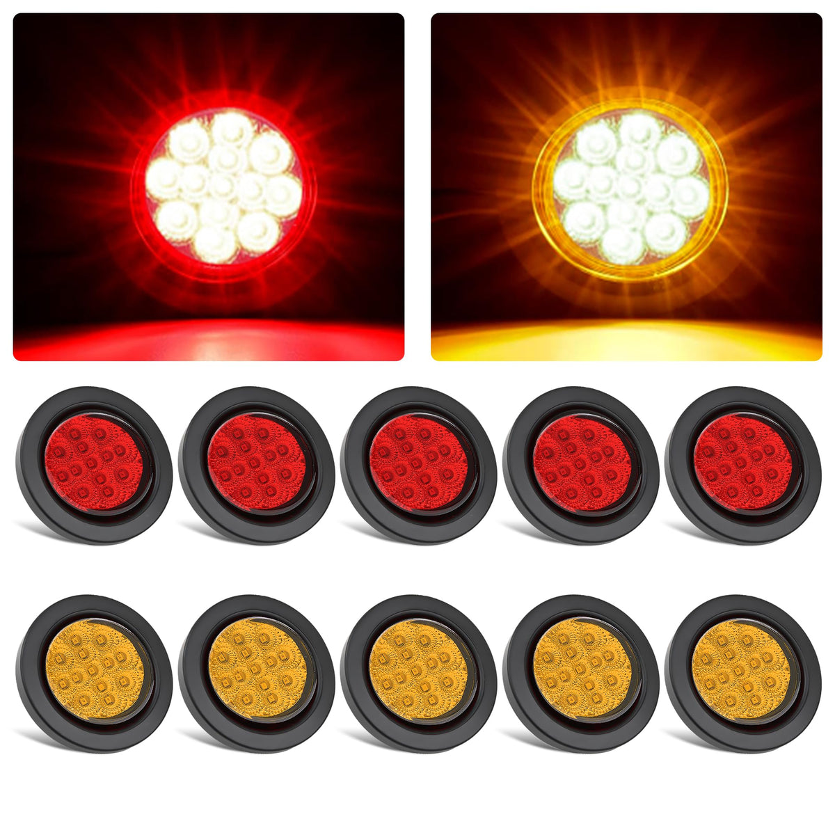 Ronybuy 2.5-inch amber trailer side marker light with reflectors for better visibility