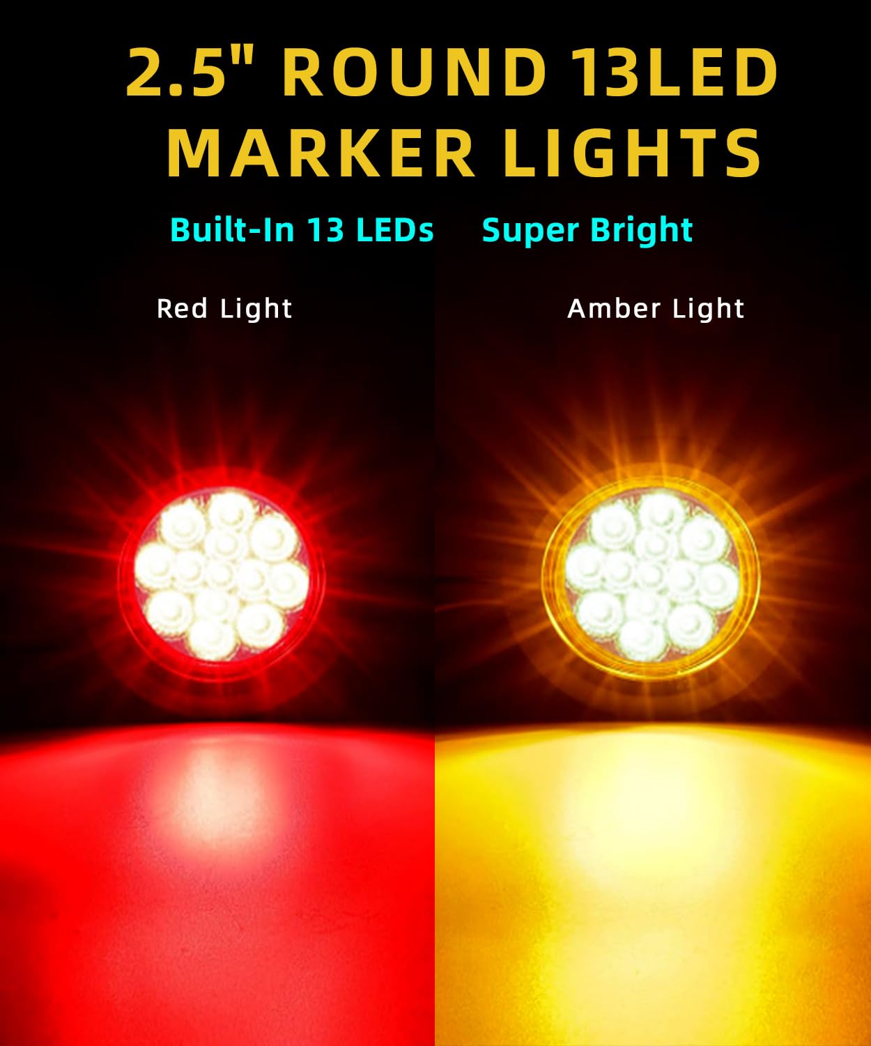 Ronybuy 2.5-inch red trailer marker light for clear signaling