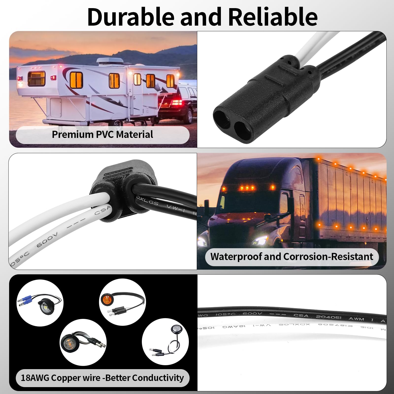 Ronybuy suitable for trucks, trailers, campers with 2-pin plugs.