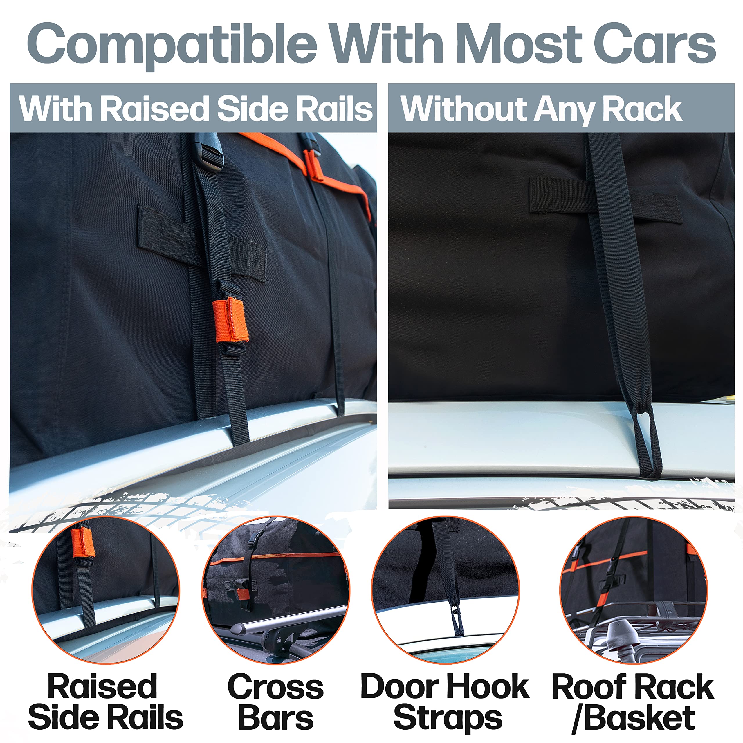 RoofPax door-hook straps in use securing cargo for safe travel.
